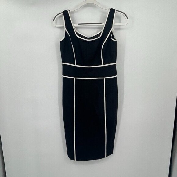 David Meister Womens Dress 2 Sheath Linen Blend Black Lined Preppy Sleeveless - Picture 1 of 11